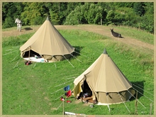 tipi guestrooms with the donkeys